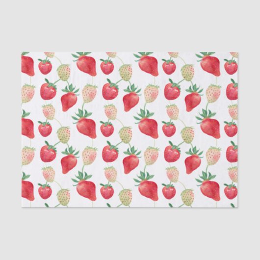 Papier Mousseline Aquarelle Fraises rouge et rose (Recto)