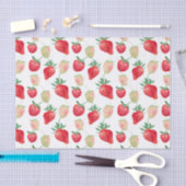 Papier Mousseline Aquarelle Fraises rouge et rose (Artisanat)