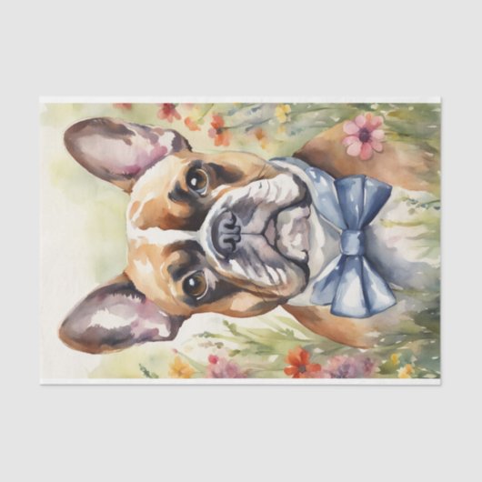 Papier Mousseline Aquarelle French Bulldog dans la page de découpage (Recto)