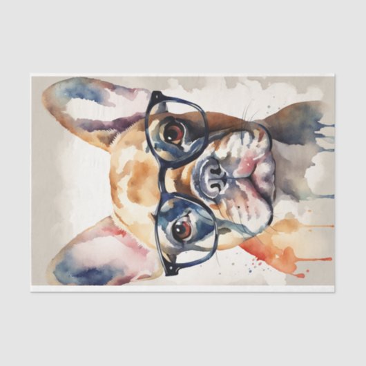 Papier Mousseline Aquarelle French Bulldog dans la page de découpage (Recto)