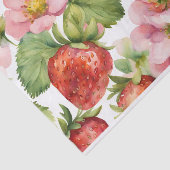 Papier Mousseline Aquarelle Fruit fraise et Fleurs roses (Détail)
