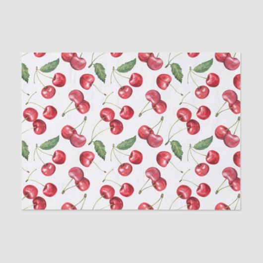 Papier Mousseline Aquarelle Fruit rouge cerise (Recto)