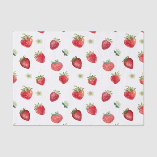 Papier Mousseline Aquarelle Fruits fraises et fleurs fraises (Recto)