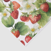 Papier Mousseline Aquarelle Fruits fraises et fleurs fraises (Détail)