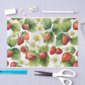 Papier Mousseline Aquarelle Fruits fraises et fleurs fraises (Artisanat)