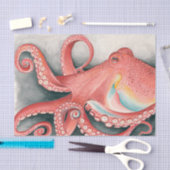 Papier Mousseline Aquarelle géante Rouge Pacifique Octopus (Artisanat)