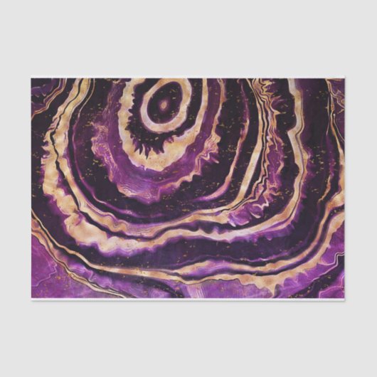 Papier Mousseline Aquarelle Géode Purple Rose Or Agate Abstrait (Recto)
