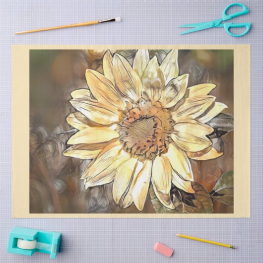 Papier Mousseline Aquarelle Glossy Sunflower Elegance Collection (Artisanat)