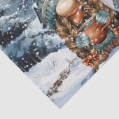 Papier Mousseline Aquarelle Gnome Noël d'hiver (Détail)