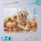 Papier Mousseline Aquarelle Golden Retriever avec découpage Citrouil (Artisanat)