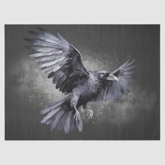 Papier Mousseline Aquarelle gothique corbeau noir (Recto)