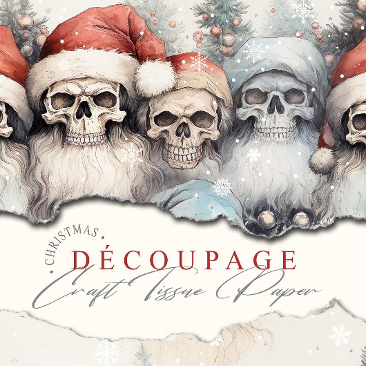 Papier Mousseline Aquarelle gothique Noël Chapeaux rouges Crânes de 