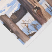 Papier Mousseline Aquarelle Grange rouge et découpage hivernal cardi (Détail)