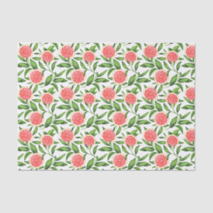 Papier Mousseline Aquarelle Grapefruits et Motif de verdure