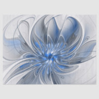 Aquarelle gris bleu Abstrait Fractal Art Flower