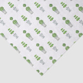 Papier Mousseline Aquarelle Gris et vert Topiaire (Détail)