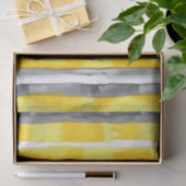 Papier Mousseline Aquarelle gris jaune blanc rayé (Cadeau)