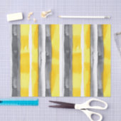 Papier Mousseline Aquarelle gris jaune blanc rayé (Artisanat)