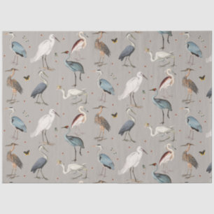 Papier Mousseline Aquarelle Heron Bird Egret Nature Motif