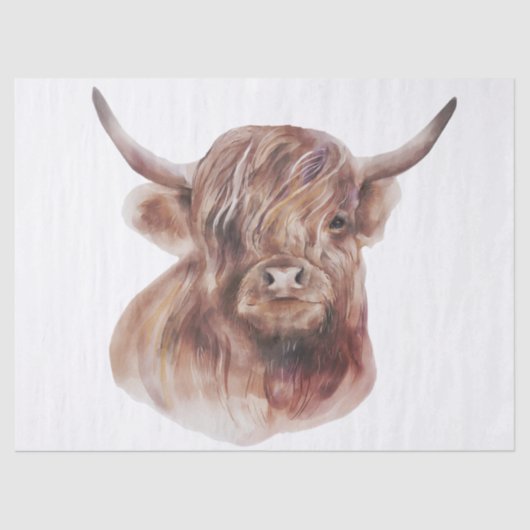 Papier Mousseline Aquarelle Highland Cow (Recto)