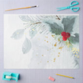 Papier Mousseline Aquarelle hiver Holly Berry Pine Twig Noël (Artisanat)