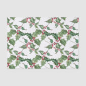 Papier Mousseline Aquarelle Holly et Berries rouges (Recto)