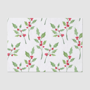 Papier Mousseline Aquarelle Holly Sprigs Motif