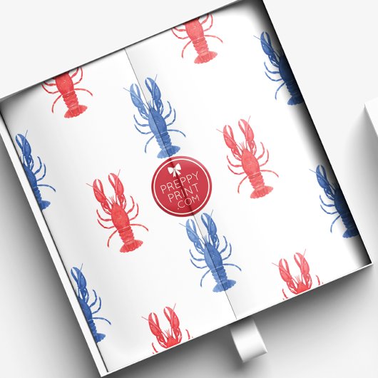 Papier Mousseline Aquarelle Homards rouges et bleus