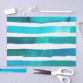 Papier Mousseline Aquarelle horizontale Turquoise et blanche triée (Artisanat)
