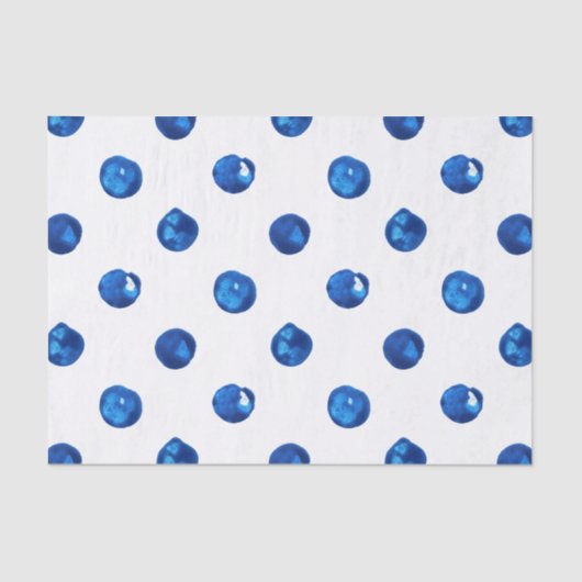 Papier Mousseline Aquarelle indigo bleu pois motif (Recto)