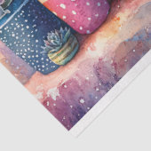 Papier Mousseline Aquarelle Jardin Cactus et Fleurs Découpage (Détail)