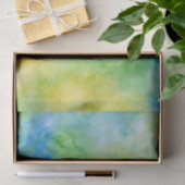 Papier Mousseline Aquarelle jaune bleu vert Abstrait (Cadeau)