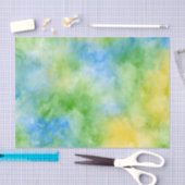 Papier Mousseline Aquarelle jaune bleu vert Abstrait (Artisanat)