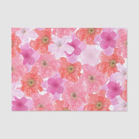 Papier Mousseline Aquarelle jolie rose Floral (Recto)