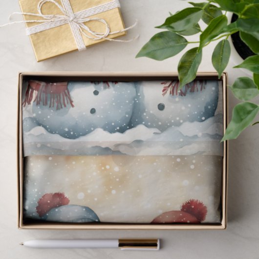 Papier Mousseline Aquarelle Jolly Snowmen avec Écarts Plaid (Cadeau)