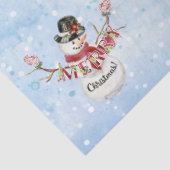 Papier Mousseline Aquarelle Joyeuse Typographie de Noël Cute Snowman (Détail)