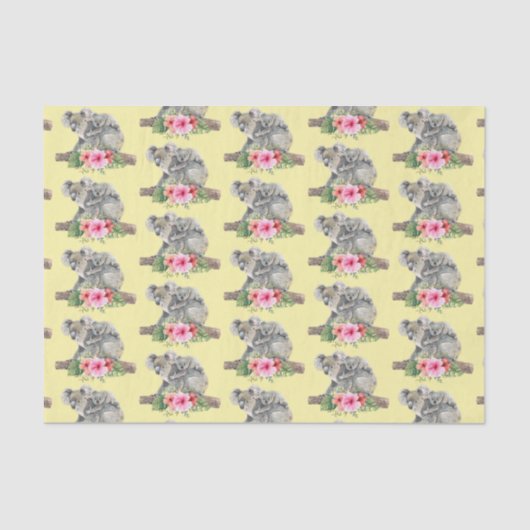 Papier Mousseline Aquarelle Koala Oears mignonne Maman & Baby Motif (Recto)