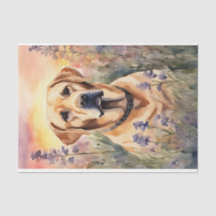 Papier Mousseline Aquarelle Labrador en décolpage de fleurs