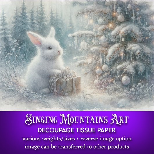 Papier Mousseline Aquarelle Lapin De Neige Dans La Forêt Festive Déc