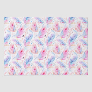 Papier Mousseline Aquarelle Lavande rose brillant Plumes ressort