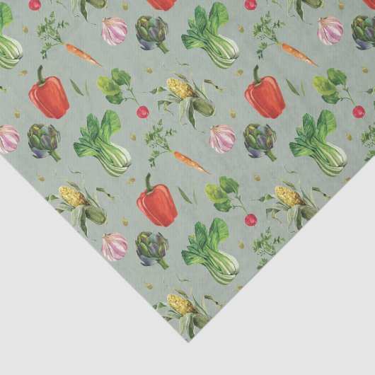 Papier Mousseline Aquarelle Légumes organiques (Détail)