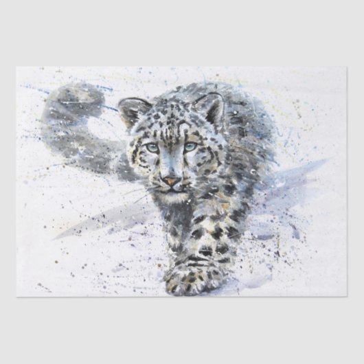 Papier Mousseline Aquarelle léopard des neiges (Recto)