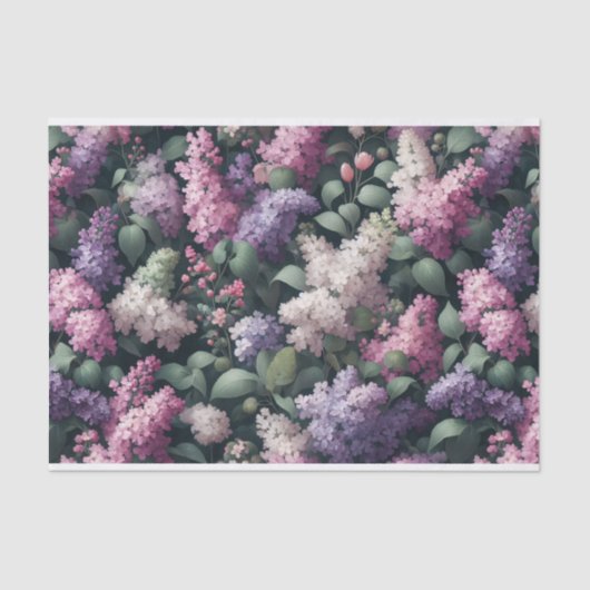 Papier Mousseline Aquarelle Lilacs et Découpage Motif de verdure (Recto)