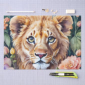 Papier Mousseline Aquarelle Lion Cub Floral (Artisanat)