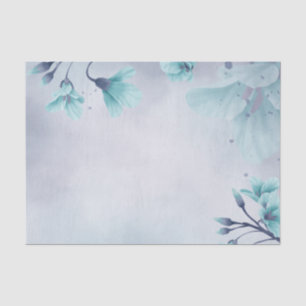 Papier Mousseline Aquarelle Lumineuse Fleur Bleu Turquoise Découpage