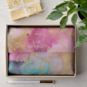 Papier Mousseline Aquarelle Luxe Pink Blue et Gold Abstrait (Cadeau)