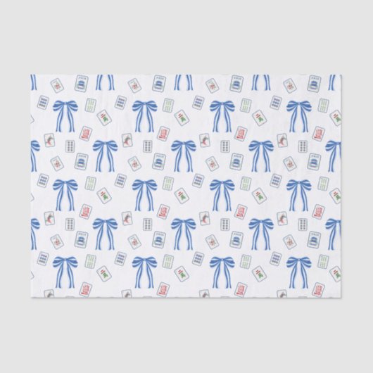 Papier Mousseline Aquarelle Mahjong Carreaux et vaches (Recto)