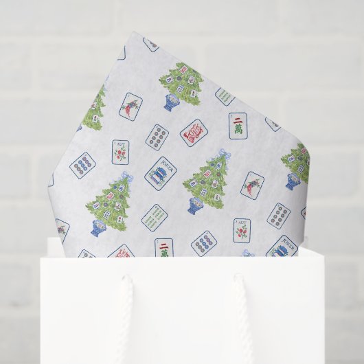 Papier Mousseline Aquarelle Mahjong Christmas Tree (Sac cadeau)