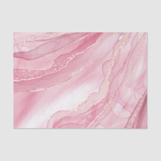 Papier Mousseline Aquarelle marbre rose et or Parties scintillant
