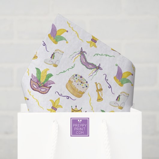 Papier Mousseline Aquarelle Mardi Gras Masques King Cake Crown